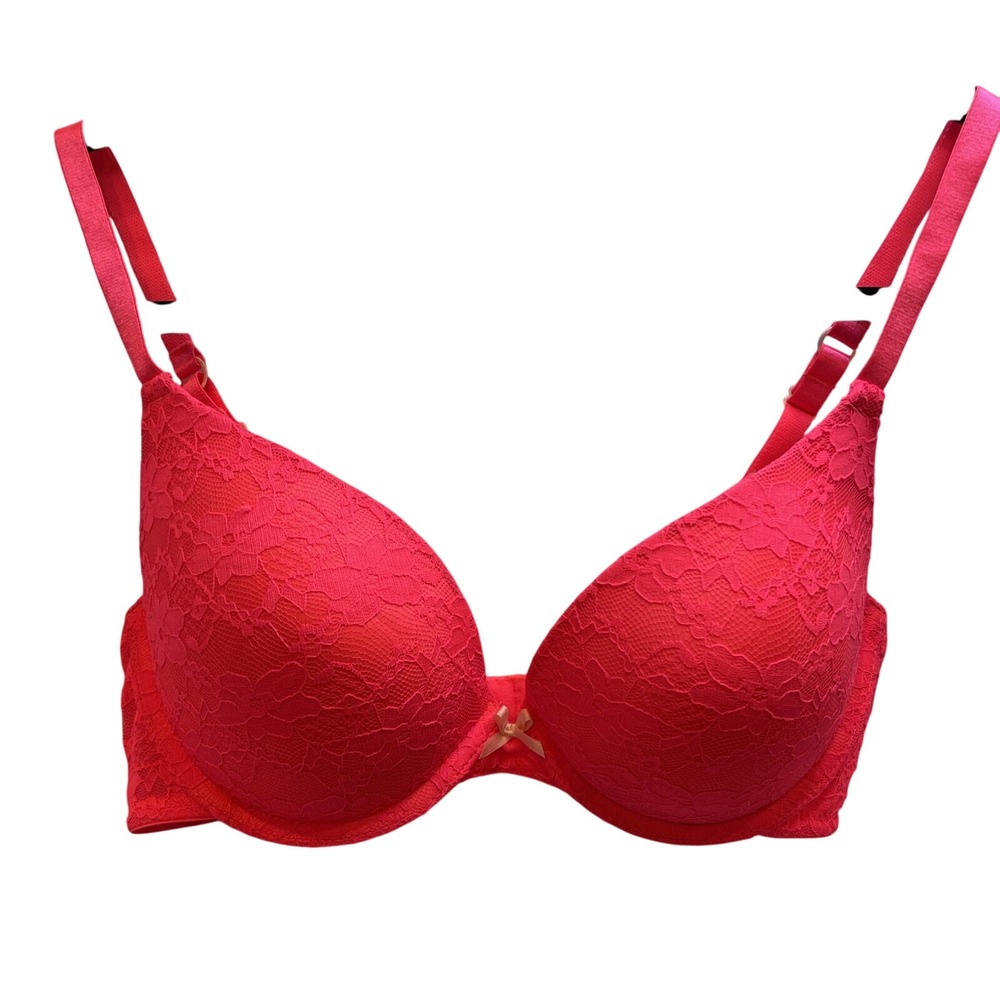 Xhilaration Perfect T-Shirt Push Up Bra Pink Lace‎ Floral 36C